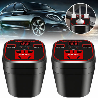 Convertisseur auto installé dans le porte-gobelet