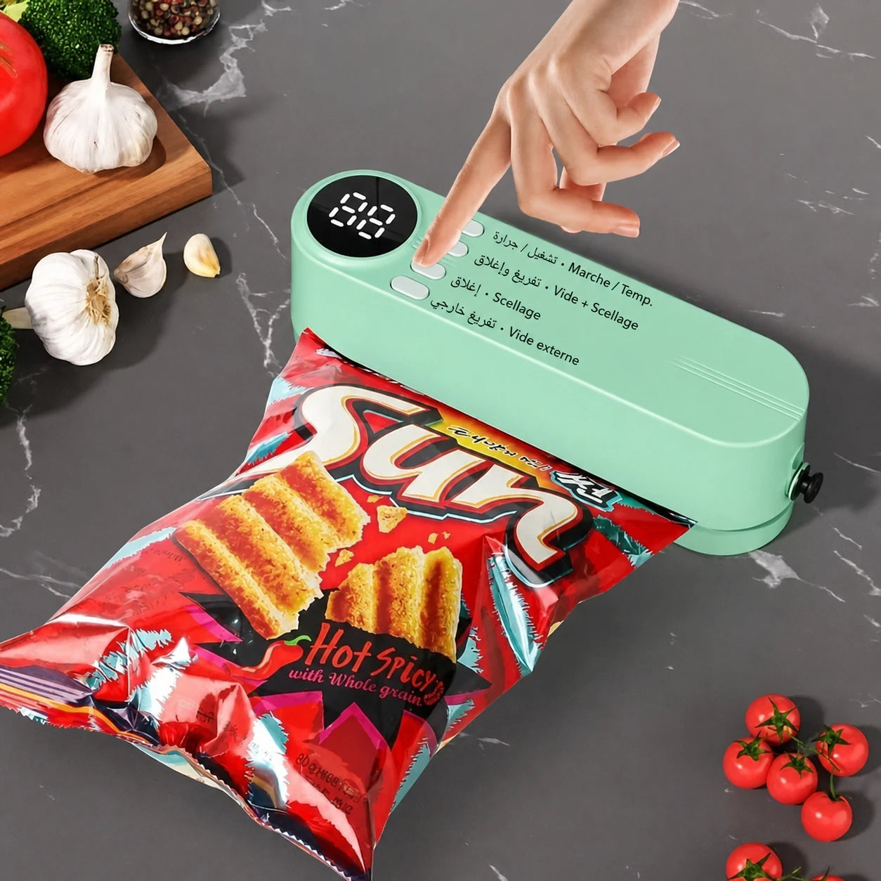 Machine sous vide sans fil en utilisation