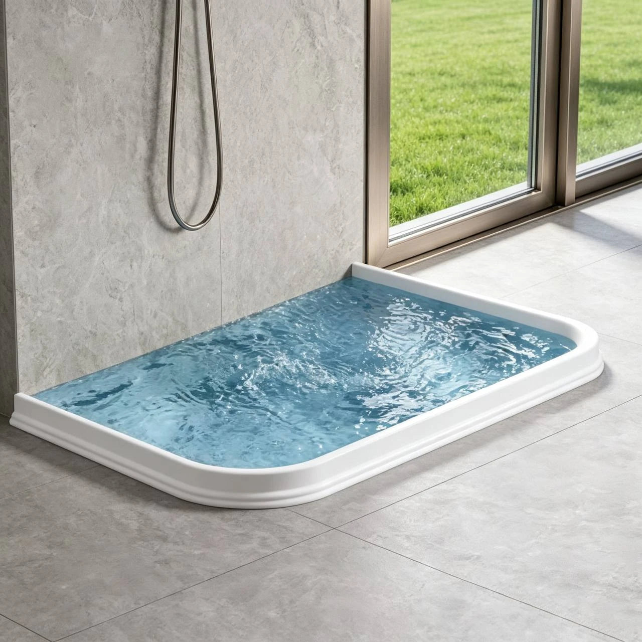 Bande anti-inondation souple installée au sol | حاجز مرن مانع لتسرب الماء