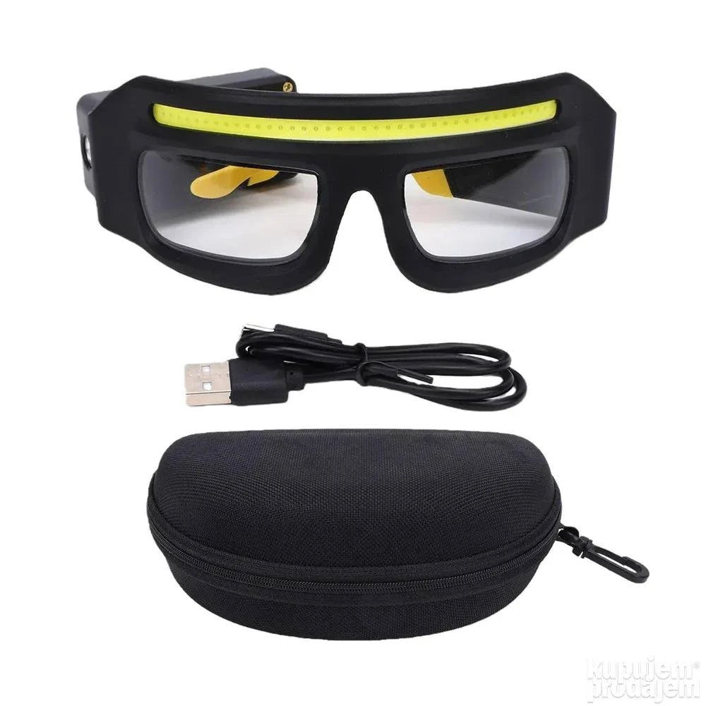Lunettes de travail LED rechargeables avec étui | نظارات عمل مضيئة قابلة للشحن مع علبة