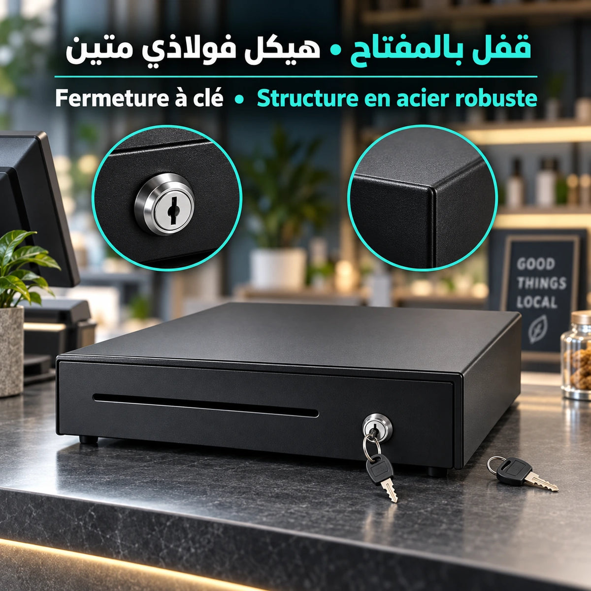 قفل بالمفتاح وهيكل فولاذي متين