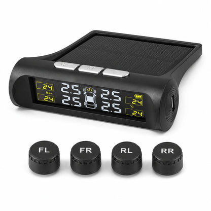 TPMS solaire avec 4 capteurs sur fond blanc | جهاز مراقبة ضغط العجلات مع 4 حساسات بخلفية بيضاء